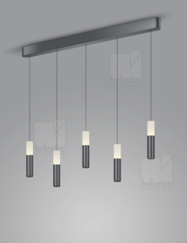 Helestra  hanglamp Lidos led, 5-lichts zwart-chroom