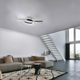 Fischer & Honsel plafondlamp Biba led, mat zwart incl. afstandsbediening