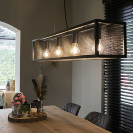 Qazqa hanglamp Cage, zwart met gaas