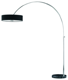 Trio lighting vloerlamp Perez 4211, chroom met zwarte stoffen kap