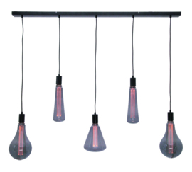 Freelight hanglamp Carente, 5-lichts mat zwart incl. licht bronnen