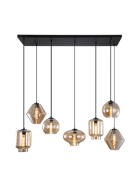 Light trend  hanglamp Brady, 7-lichts met amber glas