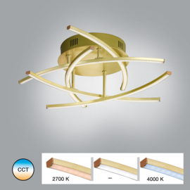Fischer & Honsel plafondlamp Cross led, mat messing