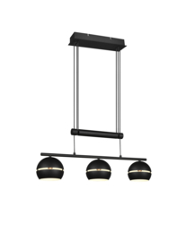 Trio lighting hanglamp Fletcher,  3-lichts mat zwart