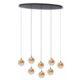 Lucide hanglamp Gisela led, 8-lichts amber glas