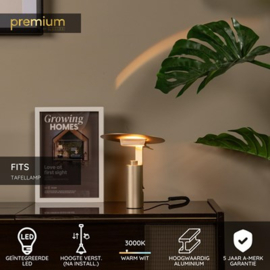 Lucide FITS - Tafellamp - Ø 20 cm - LED - 1x7W 3000K - Mat Goud / Messing