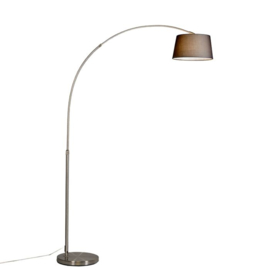 Vloerlamp Arc Basic, mat nikkel met zwarte kap