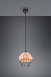 Trio lighting hanglamp Borka, 1-lichts zwart met rotan natural