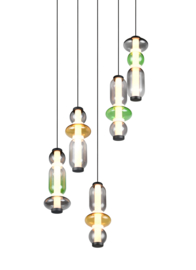 Trio lighting  hanglamp Minerva led, 5-lichts zwart-multicolor