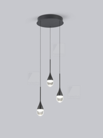 Helestra hanglamp Deep led, 3-lichts mat zwart