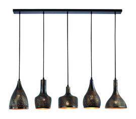 Freelight hanglamp Fuoco , 5-lichts bruin gevlamd