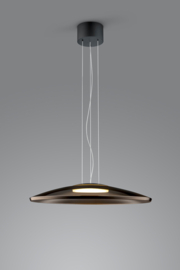 Helestra  hanglamp Pina led, mat zwart met brons glas