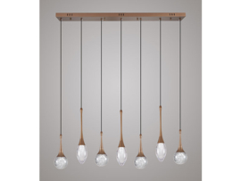 Light trend hanglamp Crystal bubble, 7-lichts brons