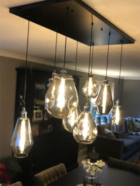 Light trend hanglamp Vincent, 8-lichts met rookglas incl. licht bron