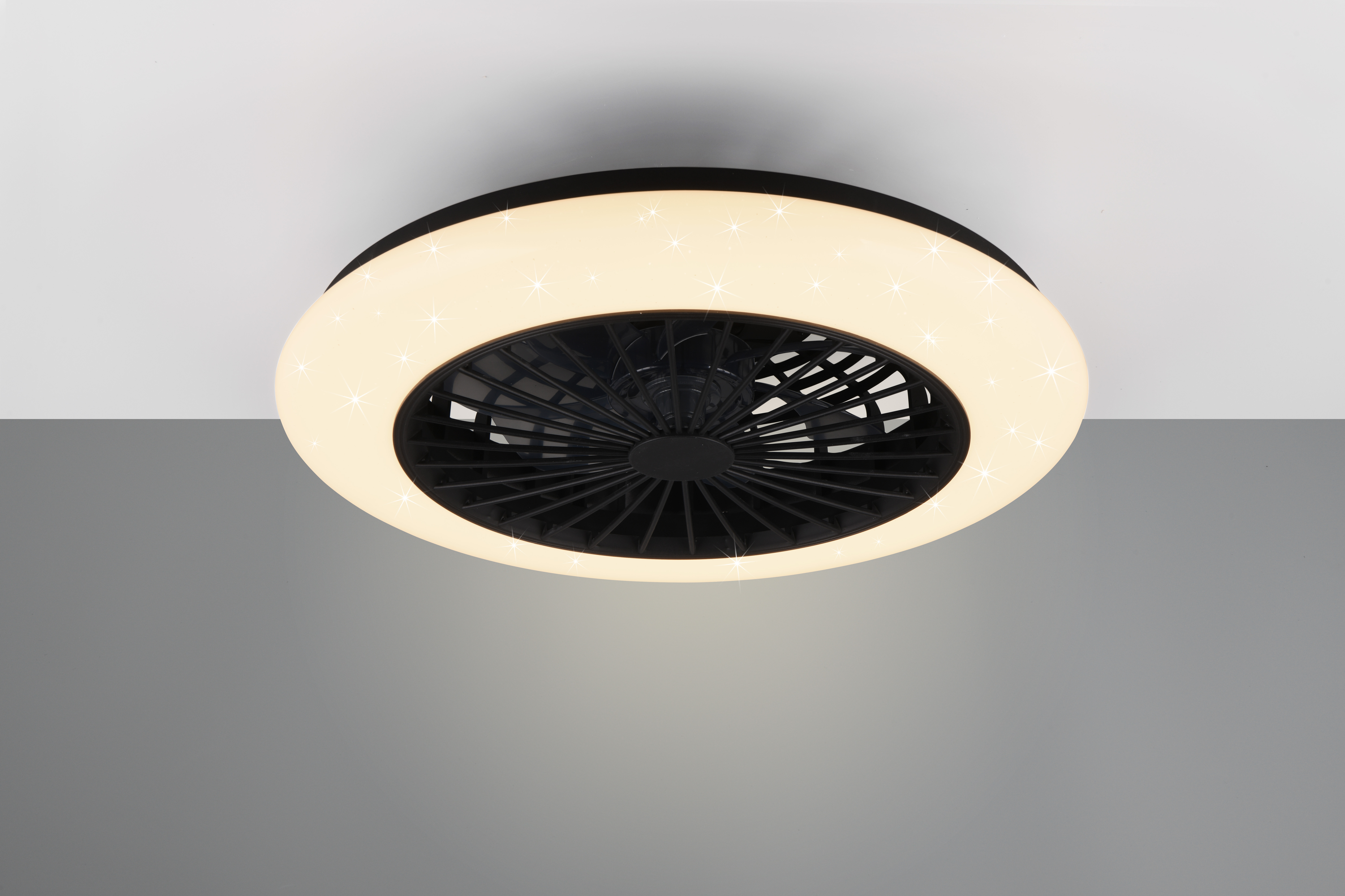 Trio lighting plafond ventilator Straslund led, zwart 50 cm