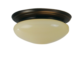 Old timer light plafondlamp Champignon, ivoor glans glas