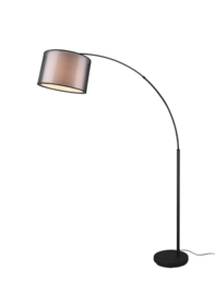 Trio lighting vloerlamp Burton, zwart met organza smoke stoffen kap