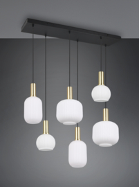 Trio lighting hanglamp Diva, 6-lichts mat messing