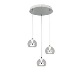 Trio lighting hanglamp Flynt led, 3-lichts transparant glas
