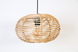 WF Light hanglamp Rimboe, 3-lichts natural met balk 130 cm zwart