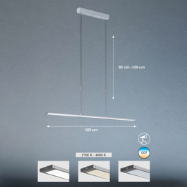 Fischer&honsel hanglamp Metz TW led, mat nikkel incl. pushdimmer