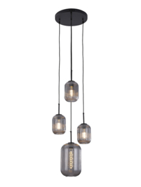 Light trend  hanglamp Lera, 4-lichts met smoke glas