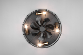 Trio lighting plafond ventilator Trondheim, mat zwart incl. afstandsbediening 48 cm