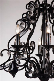 Linea verdace hanglamp Barozzi S, 12-lichts glossy zwart
