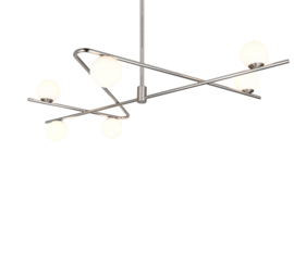 Trio lighting hanglamp Flaming, 6-lichts nikkel-wit glas