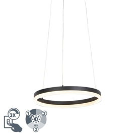 Qazqa hanglamp Anello led, zwart incl. switch dimmer 40 cm