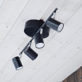 By Rydéns plafondspot  Correct Spotlight, 4-lichts zwart incl led bron