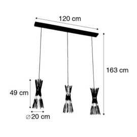Qazqa hanglamp Broom 3-lichts zwart
