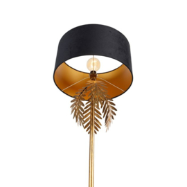 Vloerlamp Botanica, goud met zwarte velours kap