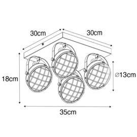 Qazqa plafondspot  Tamina led, 4-lichts roestbruin