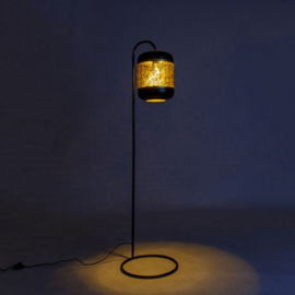 Vloerlamp Kaileigh, 1-lichts zwart met messing