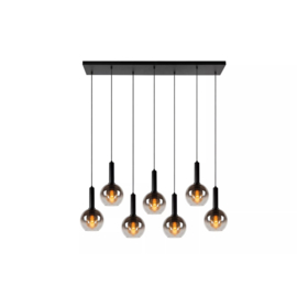 Lucide hanglamp Marius, 7-lichts rookglas