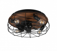 Trio lighting plafond ventilator Trondheim zwart met hout