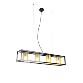 Qazqa hanglamp Cage Tess, zwart met goud