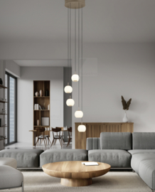 Helestra  hanglamp Bono led 5-lichts rond, caffee