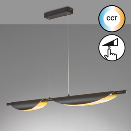 Fischer&honsel hanglamp Skal led, zwart-goud incl. pushdimmer