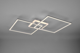 Trio lighting plafondlamp Arribo led, vierkant titaan incl. switch dimmer en afstandsbediening