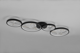 Trio lighting plafondlamp Groovy led, 4-lichts zwart incl. switch dimmer