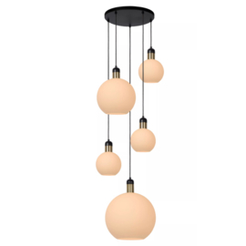 Lucide hanglamp Julius, 5-lichts opaalglas