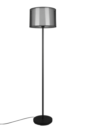 Trio lighting vloerlamp Burton, 1-lichts zwart met organza smoke stoffen kap