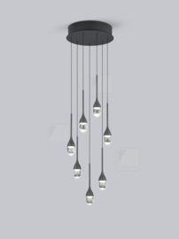 Helestra hanglamp Endo led 7-lichts, mat zwart
