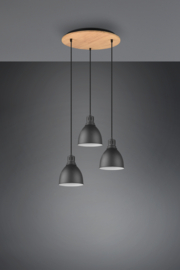 Trio lighting hanglamp Henley, 3-lichts zwart