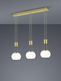 Trio lighting hanglamp Madison led,  3-lichts mat messing incl. switch dimmer
