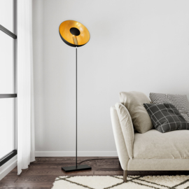 By Rydéns vloerlamp Captain Uplight, zwart met goud incl. led bron