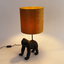 Tafellamp Animal Gorilla met stoffenkap goud