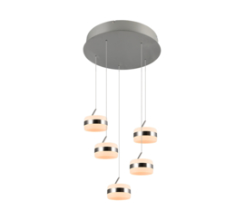 Trio lighting  hanglamp Dios led, 5-lichts mat nikkel
